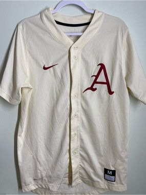 Men’s Nike Arkansas Razorback Cream Baseball Jersey